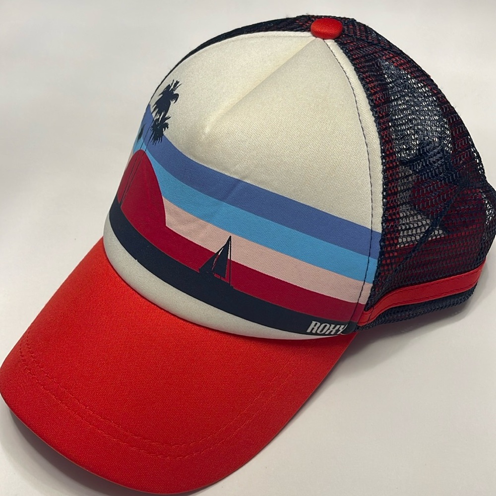 Roxy floral graphic on foamy front panel Red Blue and Pink Sunset Vintage